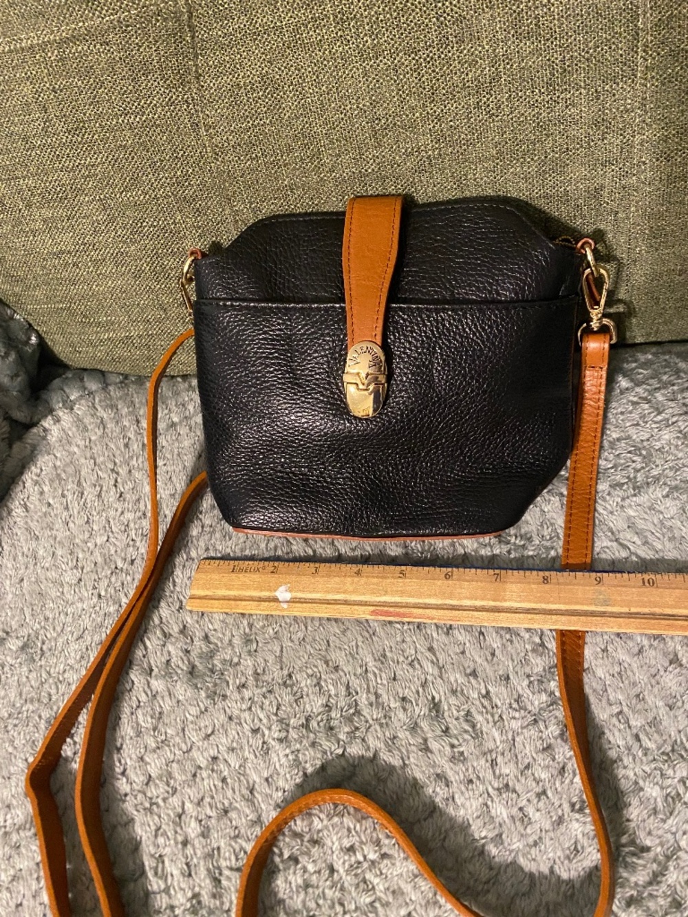 Valentina Black Italian Leather Crossbody bag